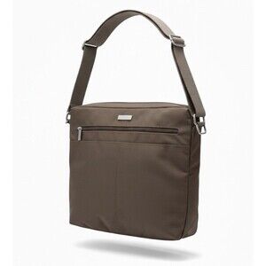 Baggallini Crossbody Travel Shoulder Bag Brown with Blue Lining Nylon EUC